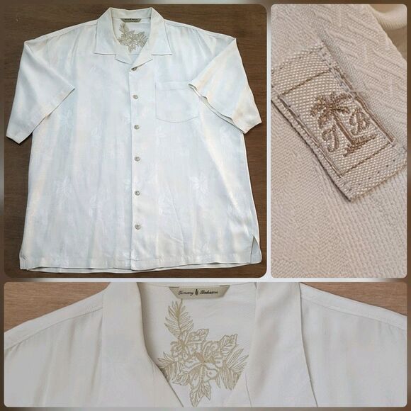 Tommy Bahama Other - Tommy Bahama Hawaiian Camp Shirt Size XL Men White Silk Shirt Vacation Floral